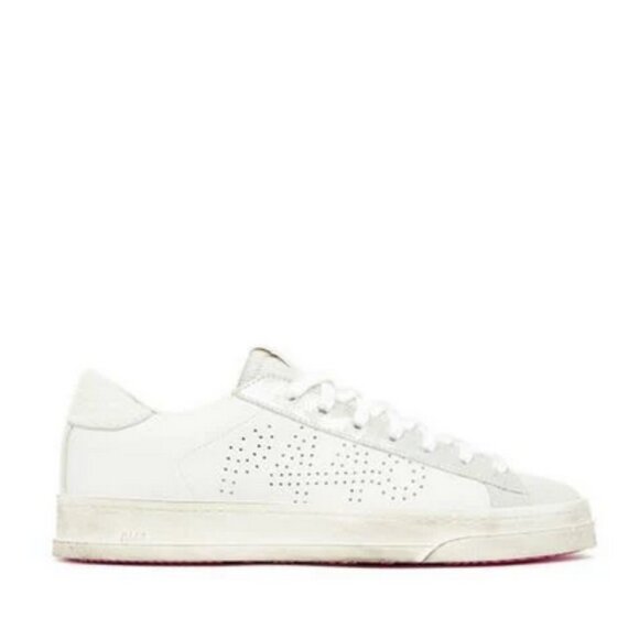 P448 Sz. 9 White Jack Perforated Calf Hair Trim Sneaker - Picture 2 of 16